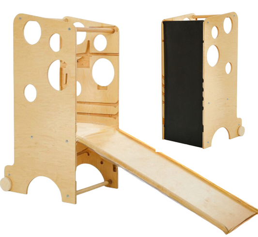 Der Mehrzweck-Montessori-Aussichtsturm mit Schieferrutsche
