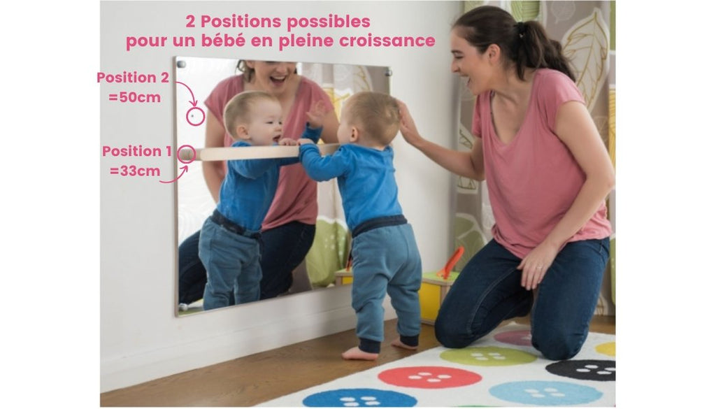 Miroir mural Montessori avec barre d'appui - Monti family